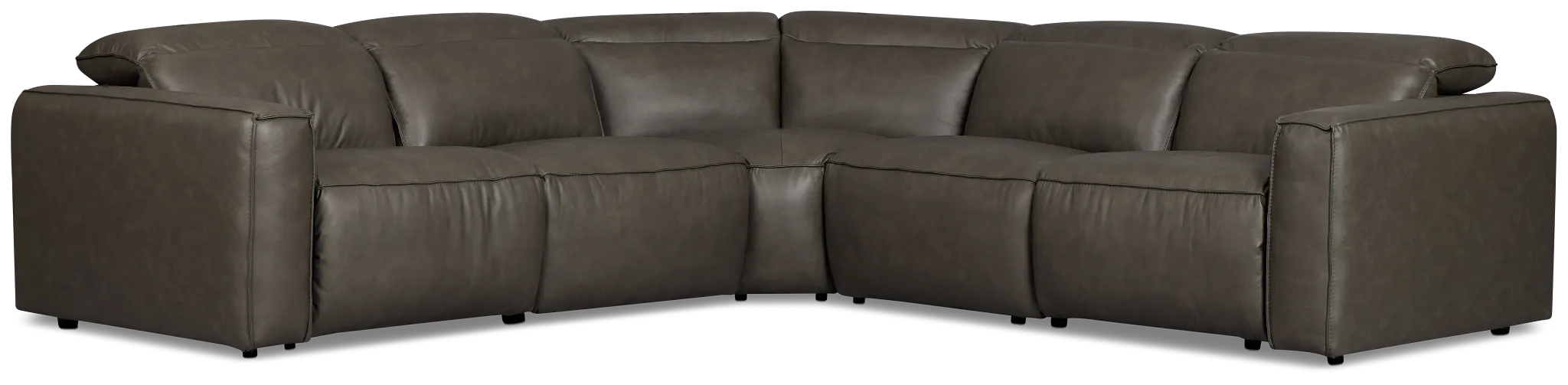 Ryland Dark Gray Lthr/vinyl Small Two-arm Power Reclining Sectional