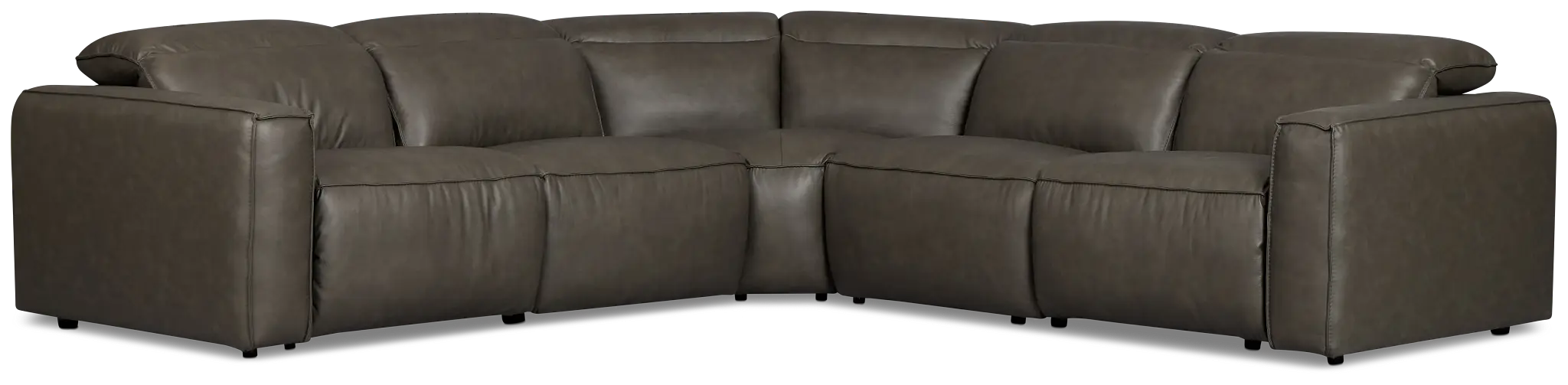Ryland Dark Gray Lthr/vinyl Small Two-arm Power Reclining Sectional Ryland Dark Gray Lthr/vinyl Small Two-arm Power Reclining Sectional