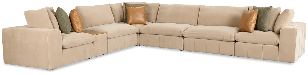 Cruz Light Beige Fabric 6-piece Modular Sectional With Console