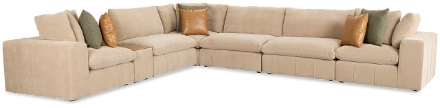 Cruz Light Beige Fabric 6-piece Modular Sectional With Console