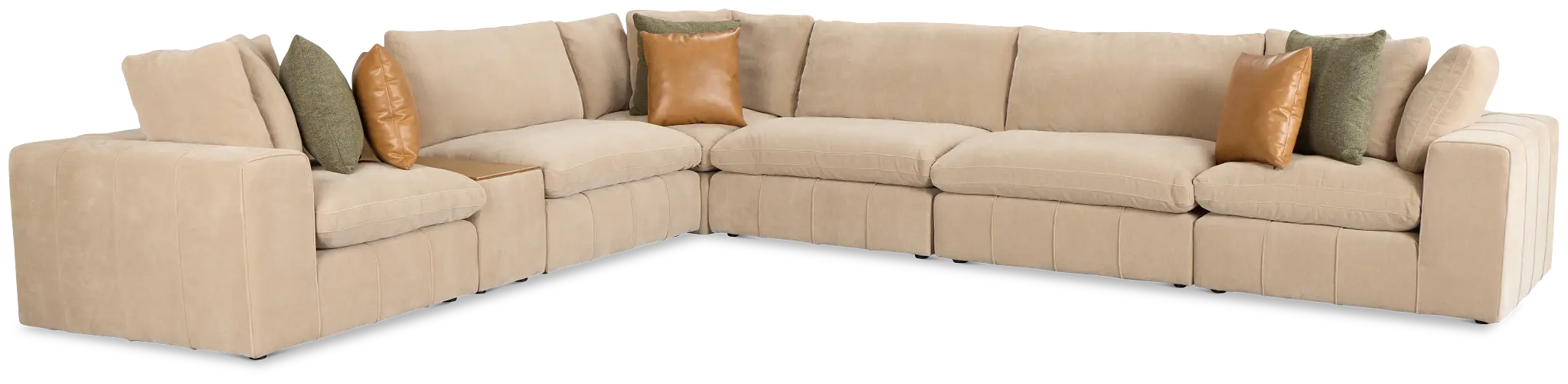 Cruz Light Beige Fabric 6-piece Modular Sectional With Console Cruz Light Beige Fabric 6-piece Modular Sectional With Console