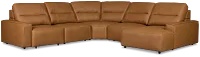 Rudy Brown Lthr/vinyl Small Left Chaise Power Extension Sectional