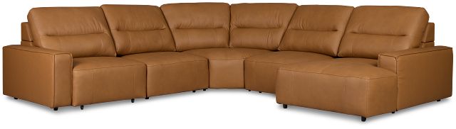 Rudy Brown Lthr/vinyl Small Left Chaise Power Extension Sectional