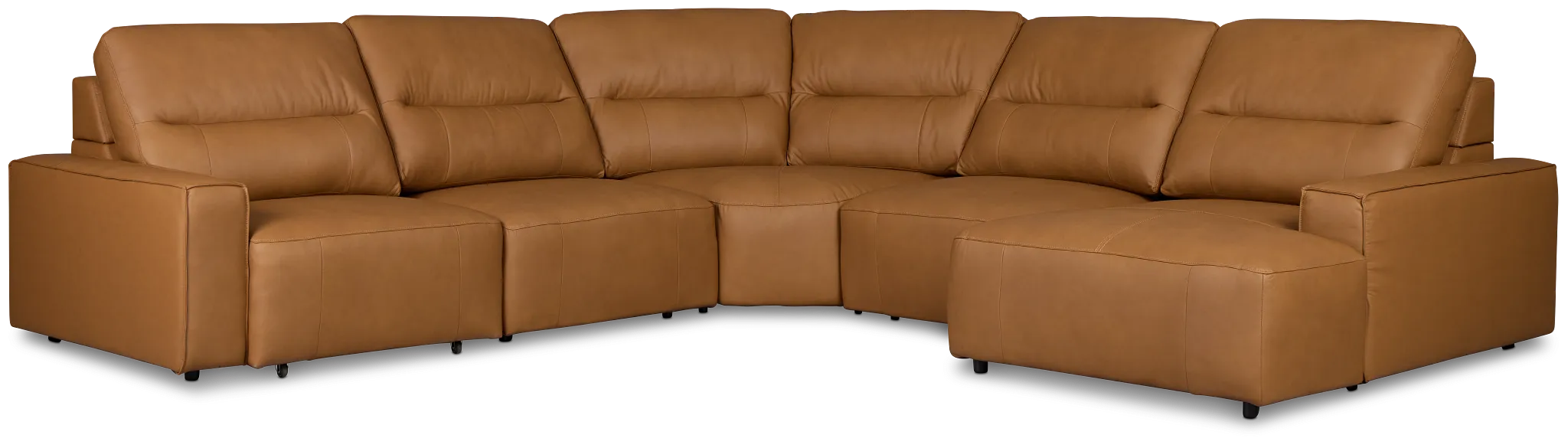 Rudy Brown Lthr/vinyl Small Left Chaise Power Extension Sectional