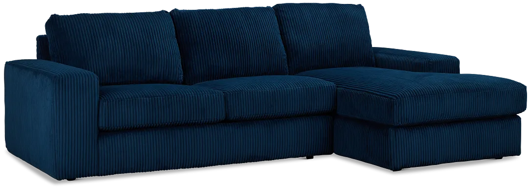 Charlie Dark Blue Fabric Right Chaise Sectional