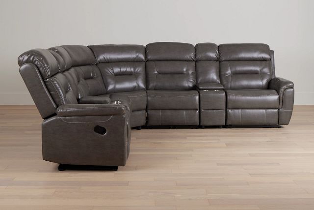Toby2 Dark Taupe Micro Large Dual Manually Reclining Two-arm Sectional