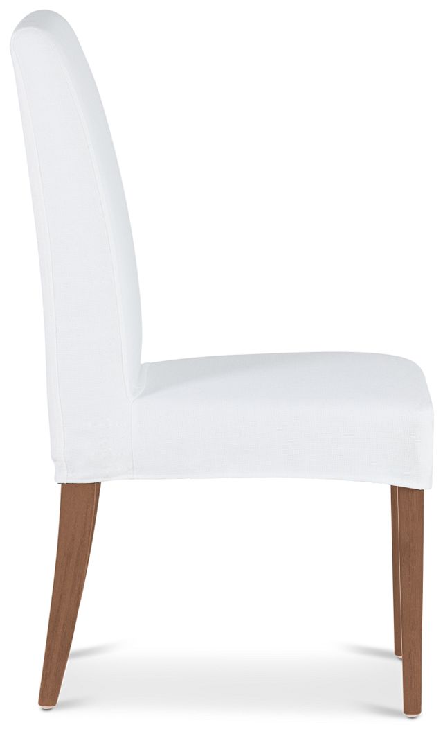 Destination White Short Slipcover Chair With Light Tone Leg