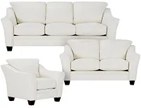 Avery White Fabric Living Room