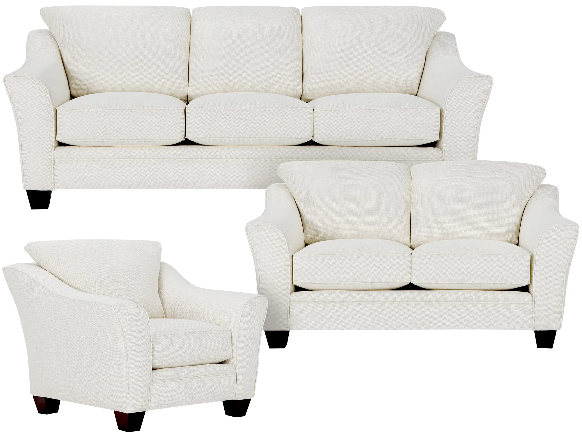 Avery White Fabric Living Room