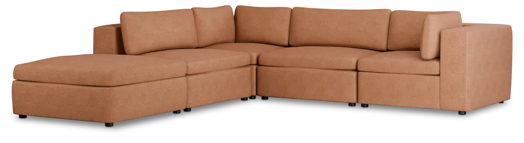 Destin Sutton Orange Fabric 5pc Bumper Sectional