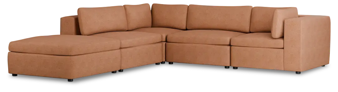 Destin Sutton Orange Fabric 5pc Bumper Sectional Destin Sutton Orange Fabric 5pc Bumper Sectional