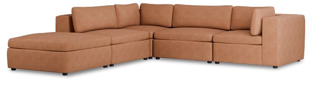 Destin Sutton Orange Fabric 5pc Bumper Sectional
