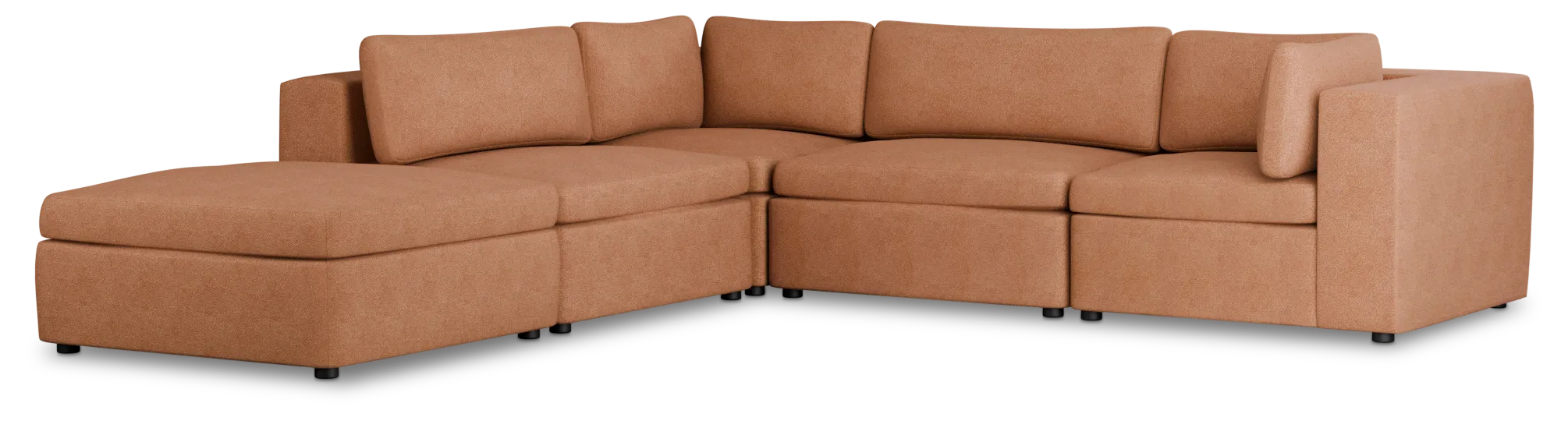 Destin Sutton Orange Fabric 5pc Bumper Sectional