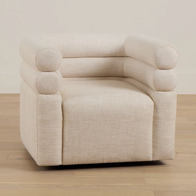 Celine Light Beige Fabric Swivel Accent Chair