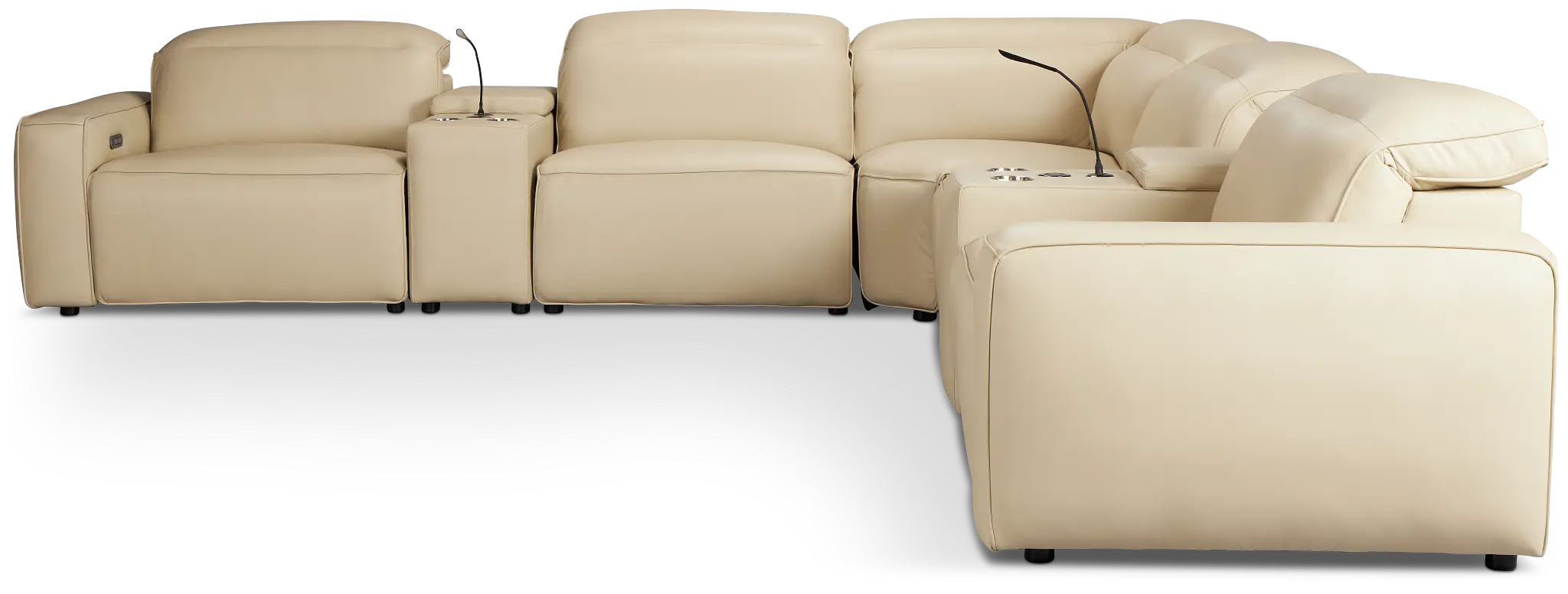 Tidal Beige Lthr/vinyl Large Triple Power Reclining Two-arm Sectional Tidal Beige Lthr/vinyl Large Triple Power Reclining Two-arm Sectional