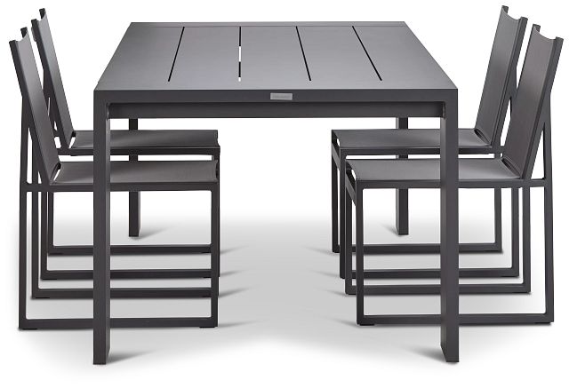 Linear 87" Dk Gray Aluminum Table & 4 Sling Side Chairs