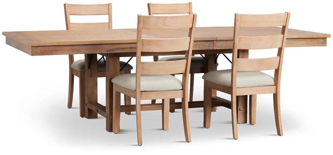 Park City Light Tone Rectangular Table & 4 Wood Chairs