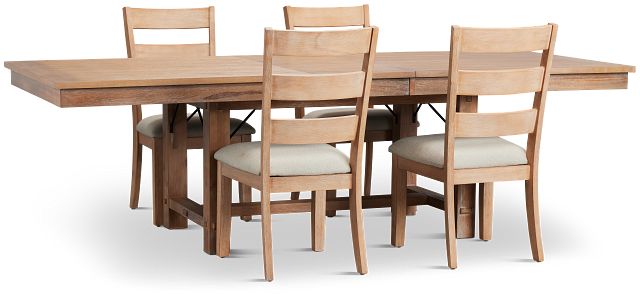 Park City Light Tone Rectangular Table & 4 Wood Chairs