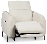 Zuri White Velvet Power Recliner With Power Headrest