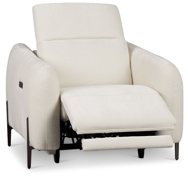Zuri White Velvet Power Recliner With Power Headrest
