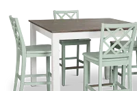 Edgartown Two-tone Square High Table & 4 Light Blue Wood Barstools