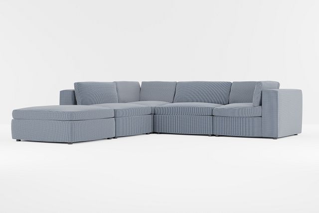 Destin Lucy Navy Fabric 5pc Bumper Sectional