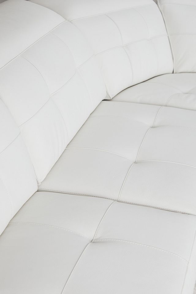 Reva White Leather Medium Dual Power 2-arm Reclining Sectional