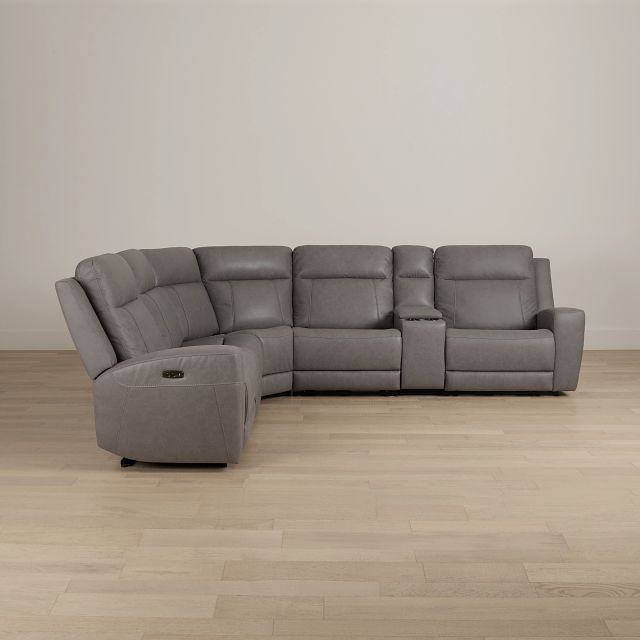 Colton Light Gray Micro Medium Triple Power 2-arm Sectional