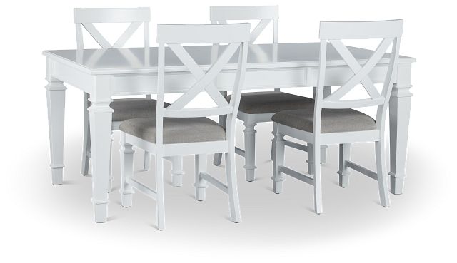 Marina White Table & 4 Wood Chairs