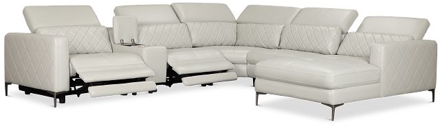 Ava Light Gray Micro Small Dual Power Right Chaise Sectional