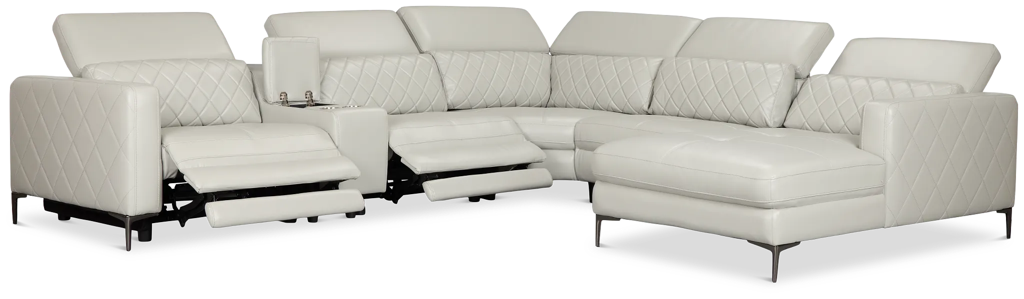 Ava Light Gray Micro Small Dual Power Right Chaise Sectional