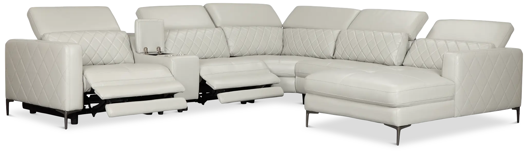 Ava Light Gray Micro Small Dual Power Right Chaise Sectional Ava Light Gray Micro Small Dual Power Right Chaise Sectional