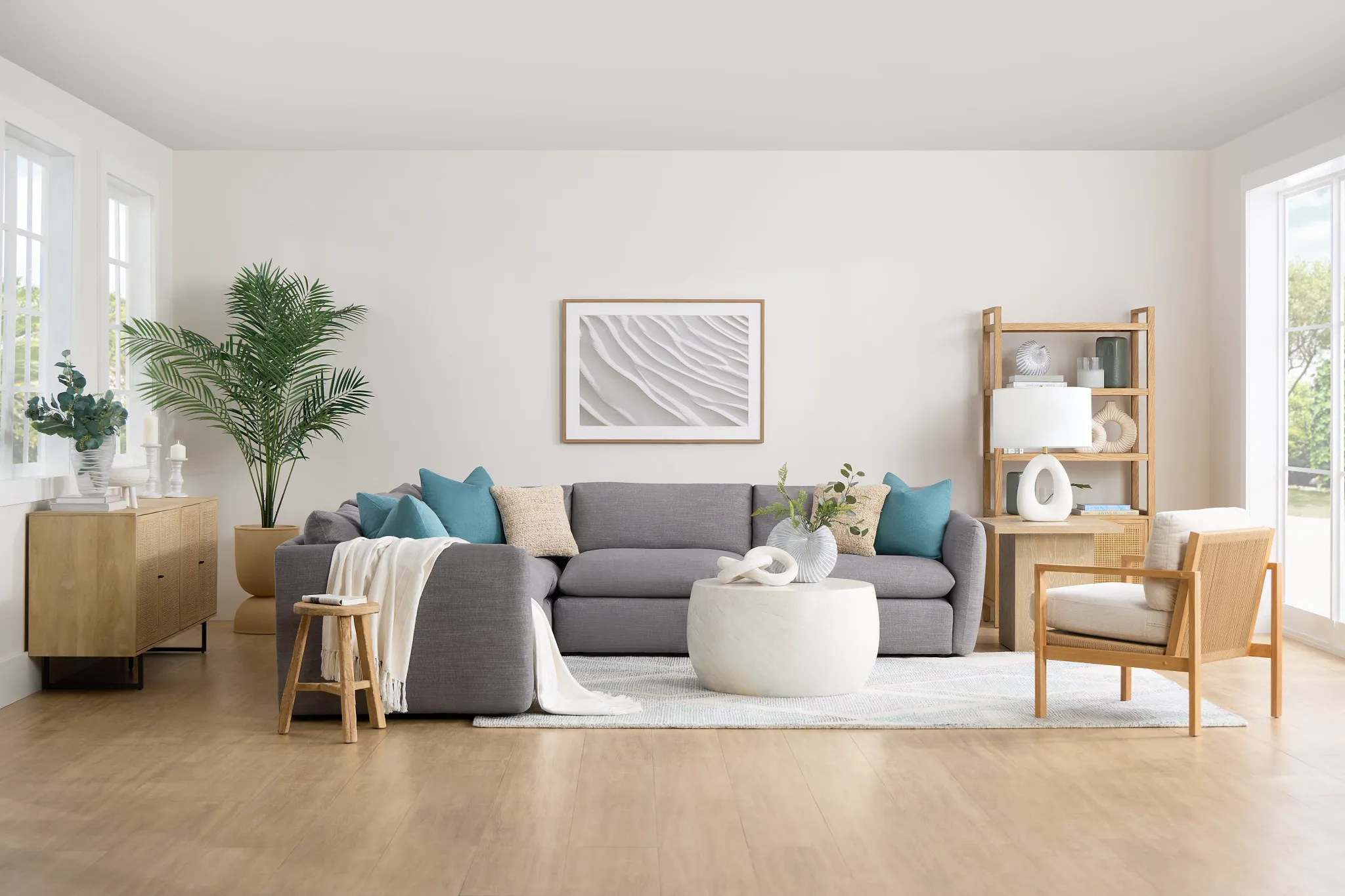 Serena Gray Fabric 5-piece Modular Sectional