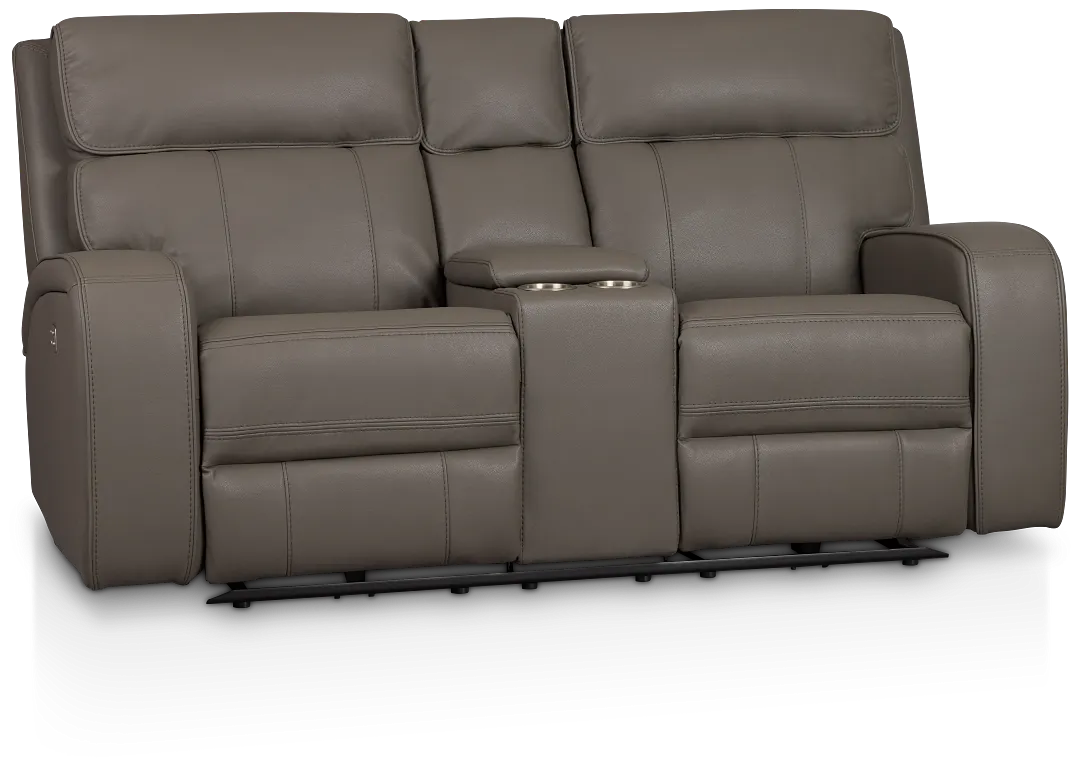 Rhett Gray Micro Power Reclining Console Loveseat