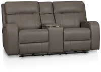 Rhett Gray Micro Power Reclining Console Loveseat