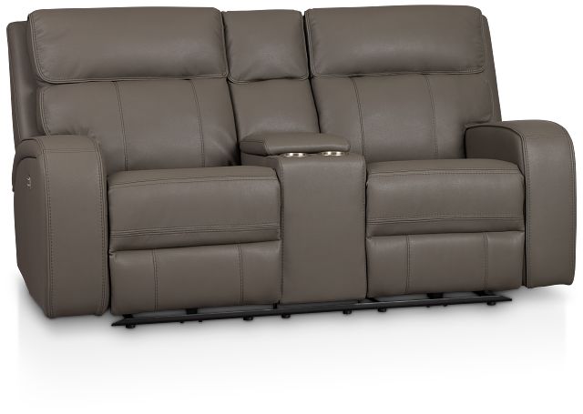 gray loveseat recliner with console