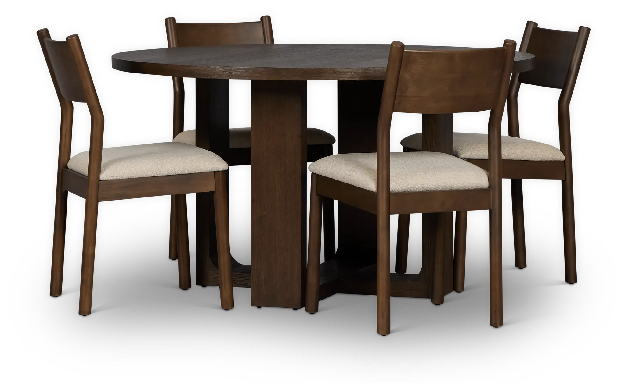 Rochester Dark Tone Round Table & 4 Upholstered Chairs Rochester Dark Tone Round Table & 4 Upholstered Chairs