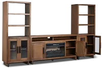 Richmond Light Tone 64" Door Pier Entertainment Wall With Fireplace