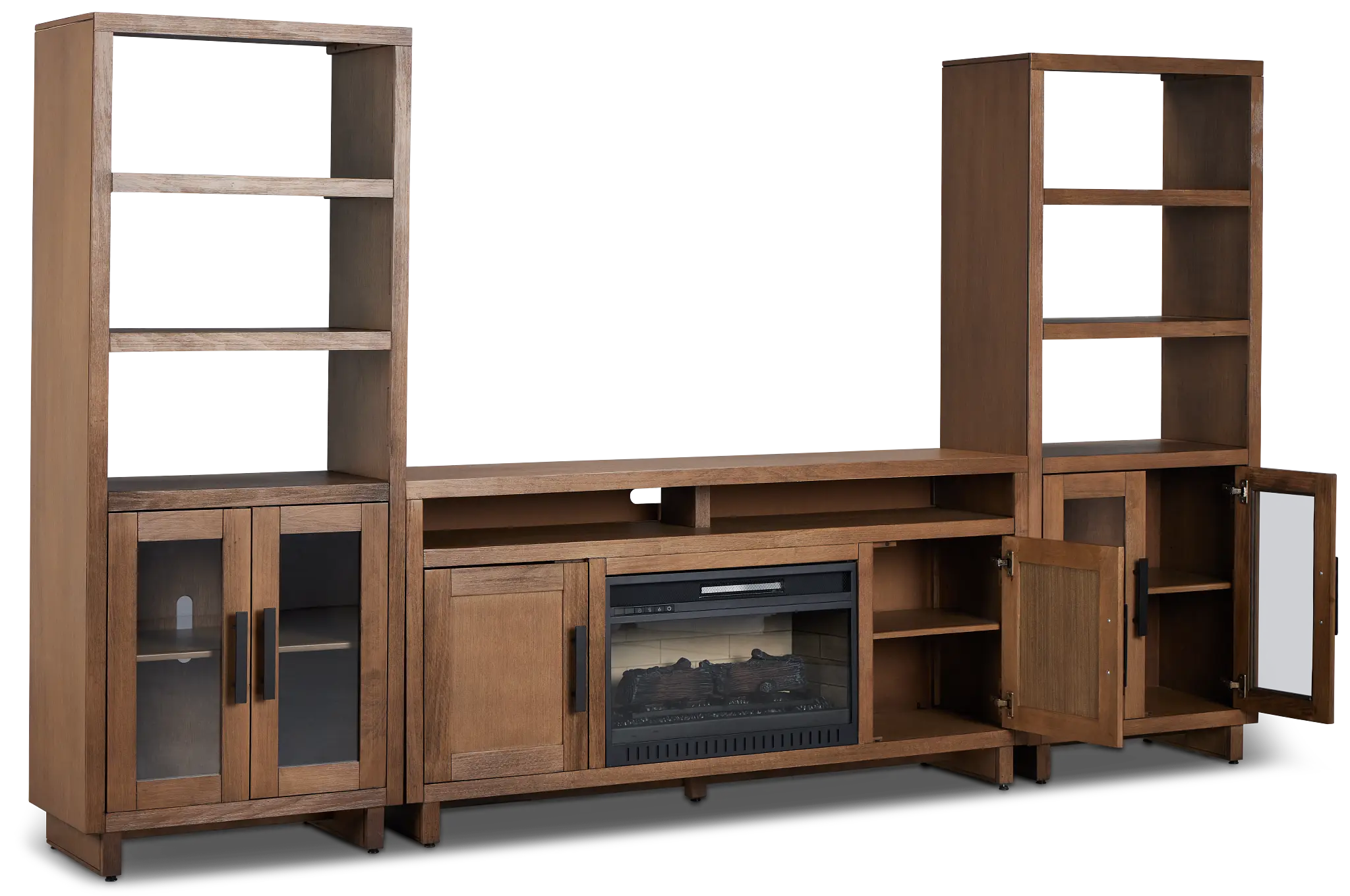 Richmond Light Tone 64" Door Pier Entertainment Wall With Fireplace Richmond Light Tone 64" Door Pier Entertainment Wall With Fireplace