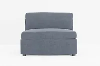 Destin Victory Dark Blue Fabric Armless Chair