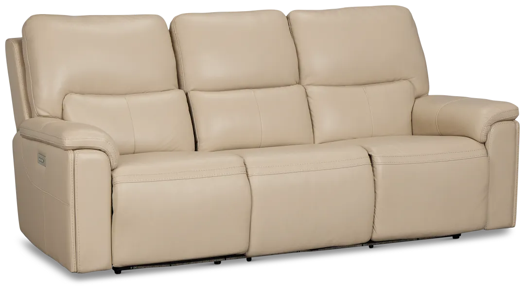 Fallon Beige Lthr/vinyl Power Reclining Sofa W/ Massage