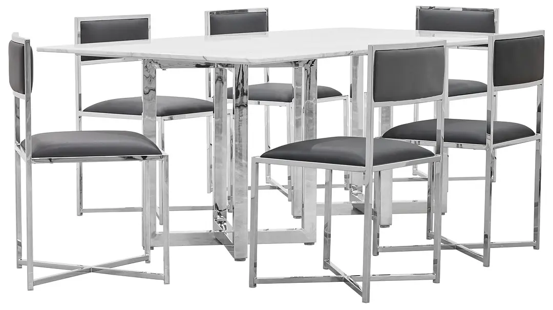 Amalfi Gray Marble Rectangular Table & 4 Metal Chairs Amalfi Gray Marble Rectangular Table & 4 Metal Chairs