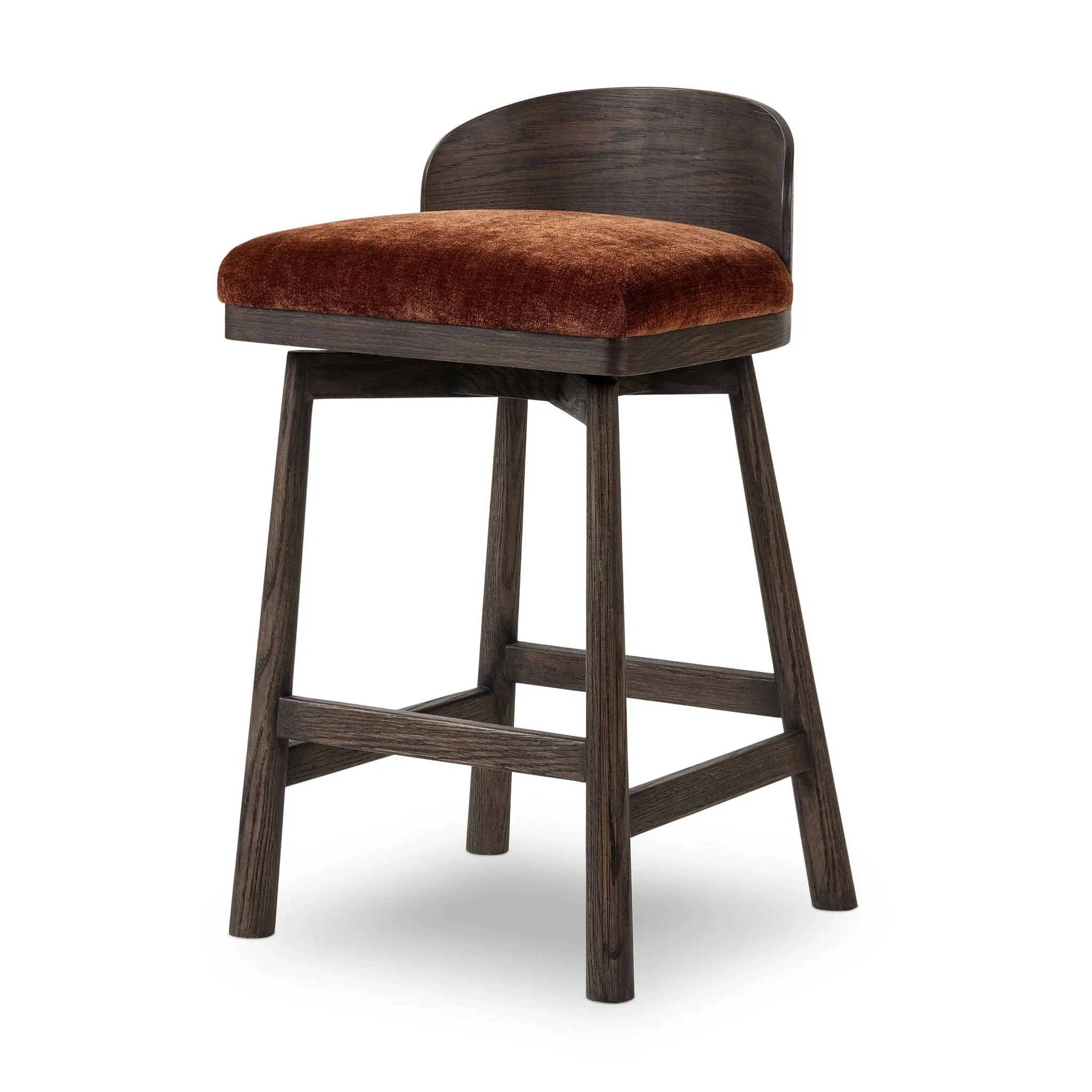 Clem Dark Orange Uph 24" Upholstered Barstool