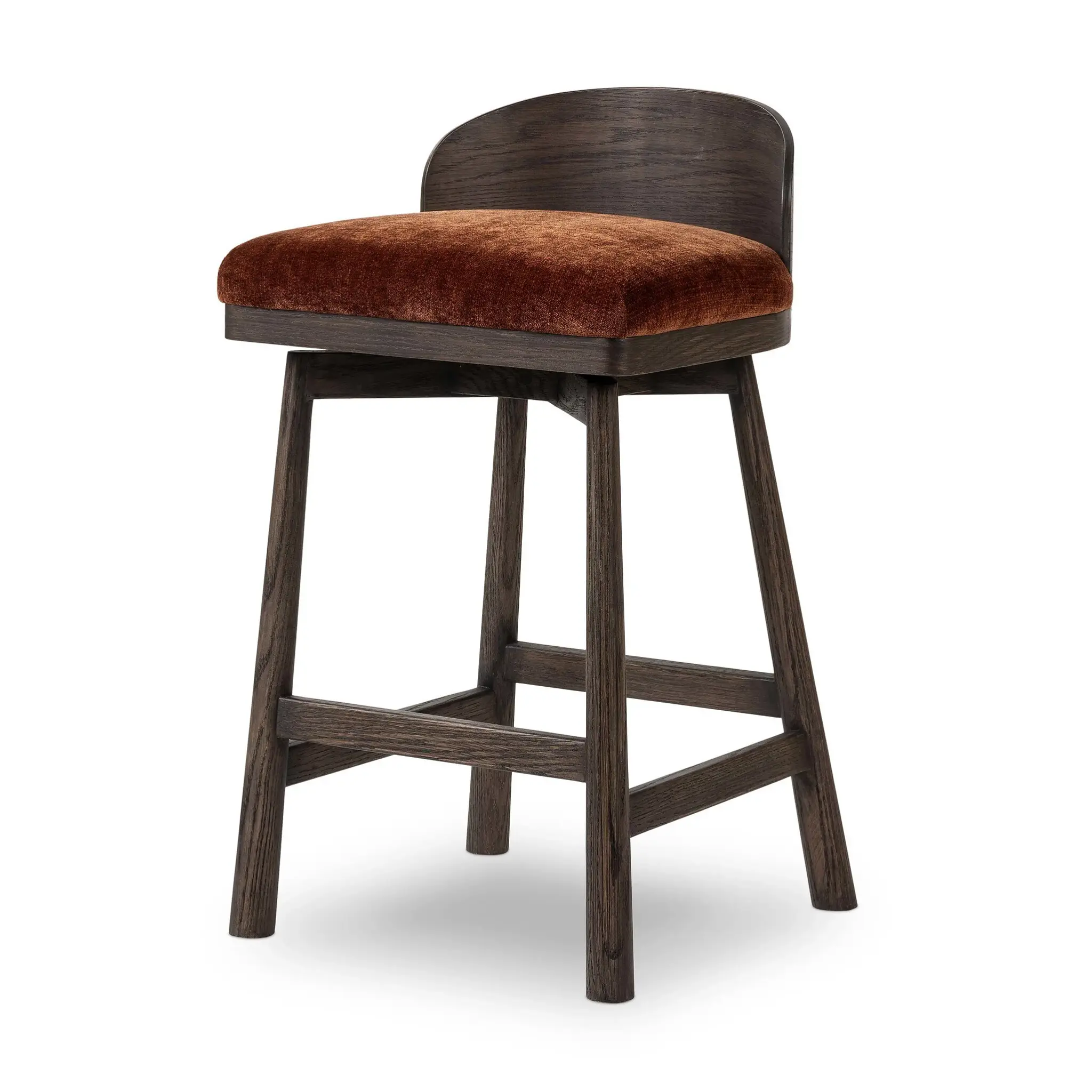 Clem Dark Orange Uph 24" Upholstered Barstool Clem Dark Orange Uph 24" Upholstered Barstool