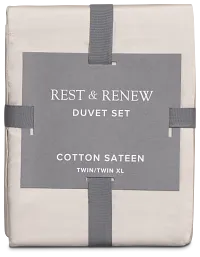 Rest & Renew Cotton Sateen Beige 300 Thread Duvet Set