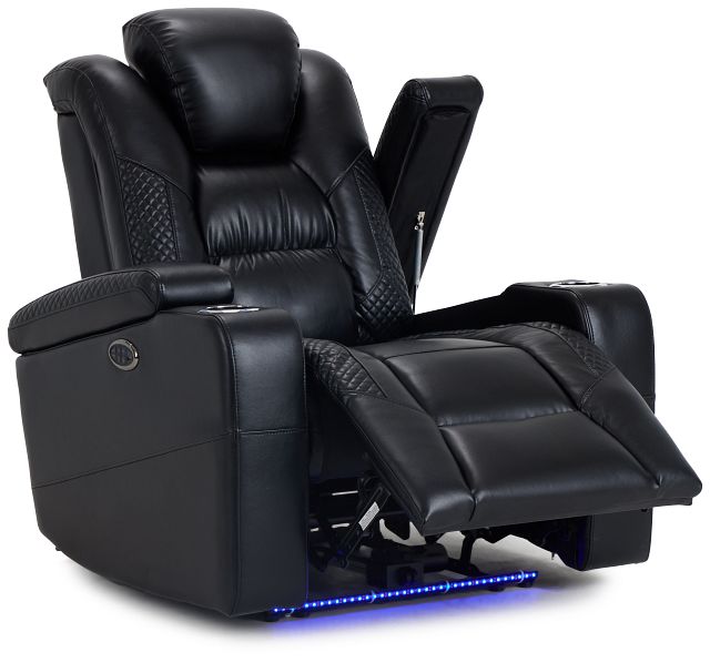 Troy Black Micro Power Recliner With Power Lumbar