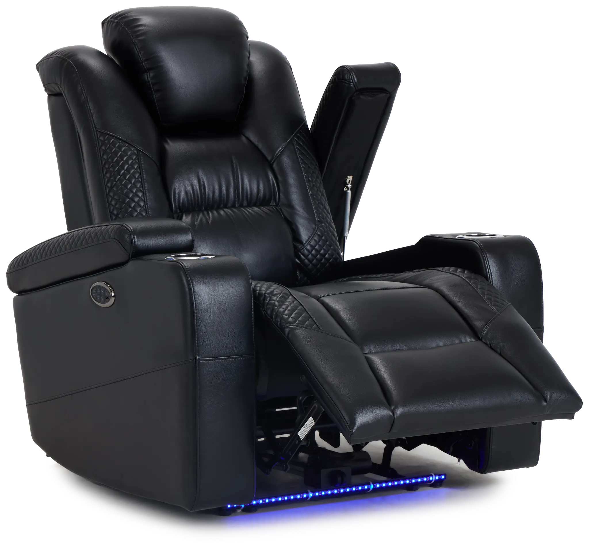 Troy Black Micro Power Recliner With Power Lumbar