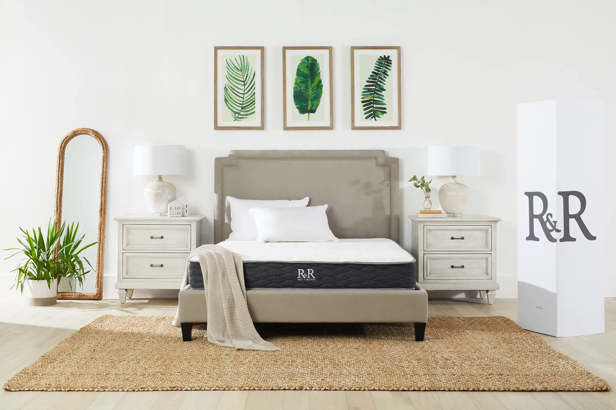 Whitney Light Gray Uph Platform Bed