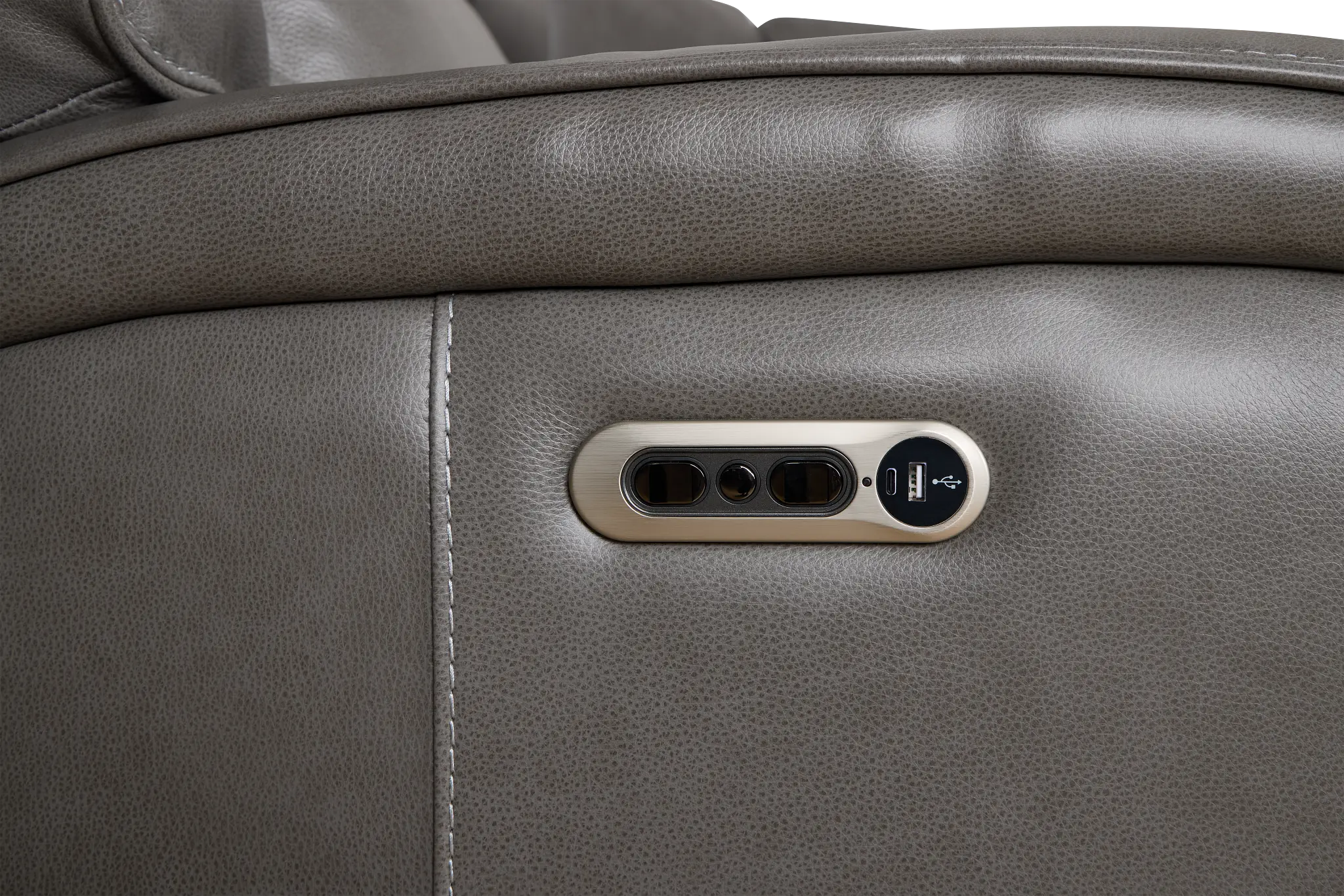 Jasper Gray Leather Large Triple Power Reclining Two-arm Sectional Jasper Gray Leather Large Triple Power Reclining Two-arm Sectional