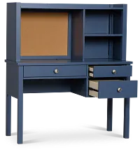 Charleston Dark Blue 3-drawer Desk & Hutch